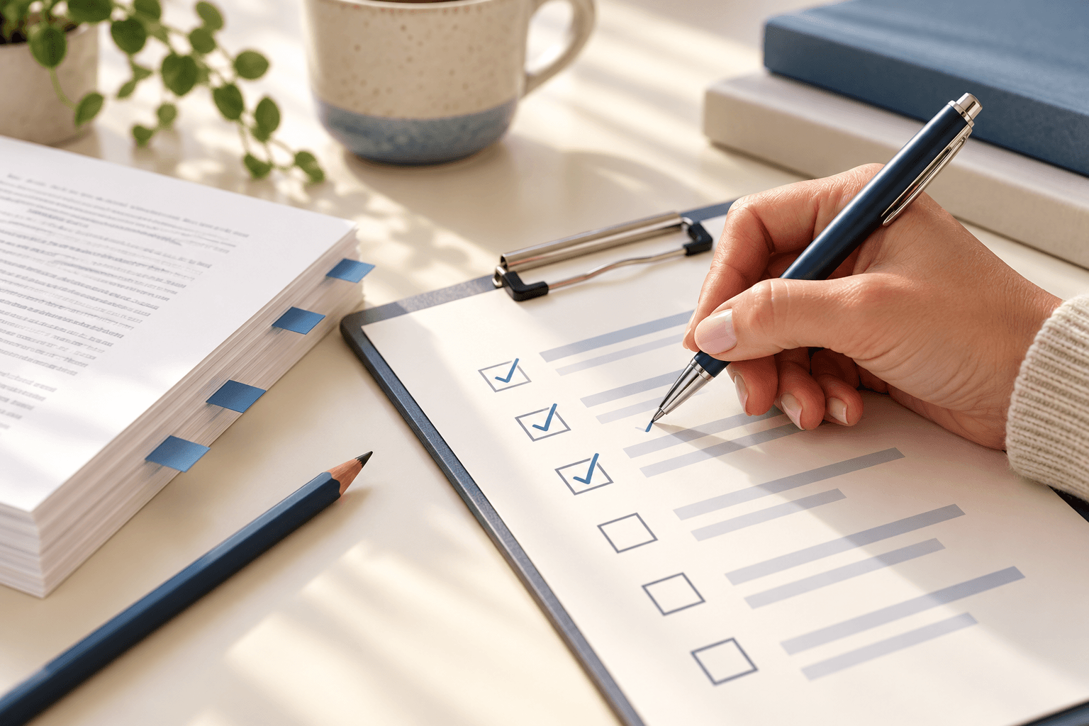 A book visibility audit checklist being completed